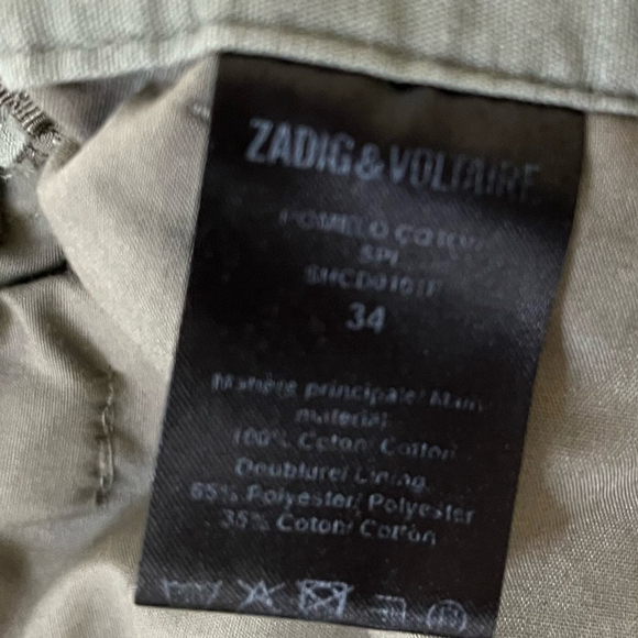 ZADIG & VOLTAIRE Pomelo Pant Khaki Green Gold & Black Stripe Down Sides, 34 (XS) - Picture 12 of 17